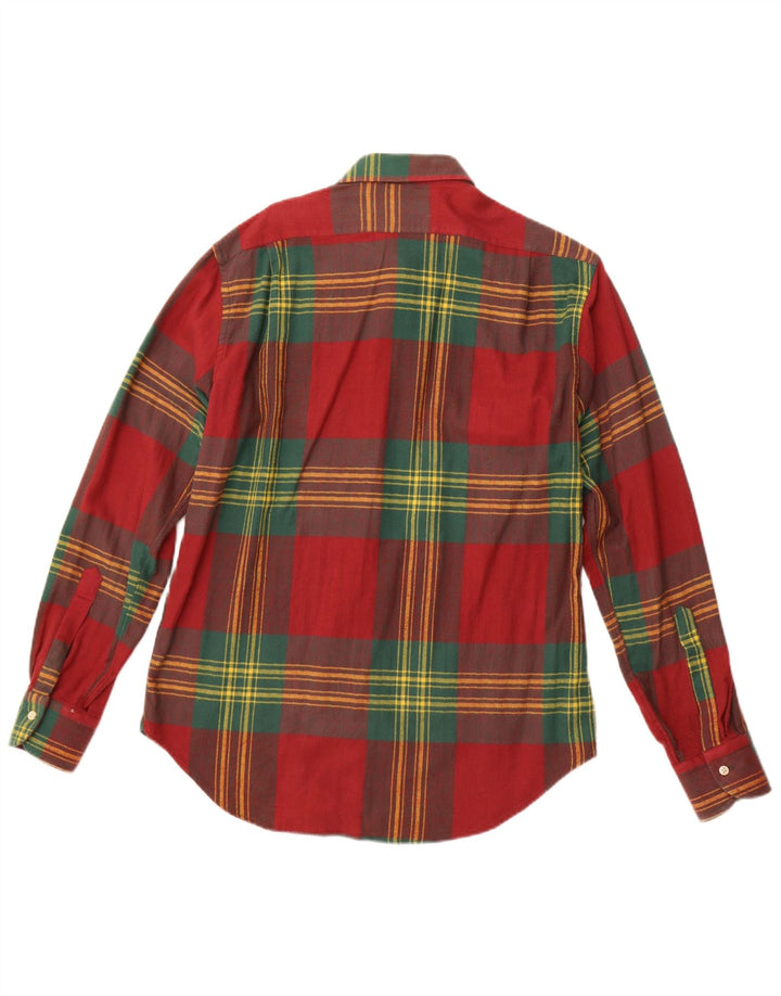 Camisa masculina de flanela MOREAL tamanho 40 algodão xadrez vermelho médio