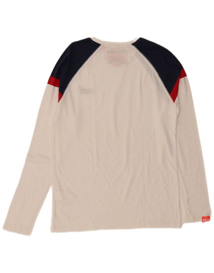 Top masculino Superdry manga comprida grande algodão colorblock branco