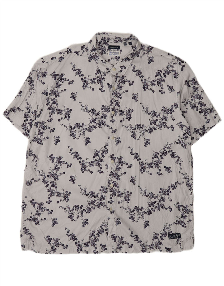 Camisa masculina de manga curta Superdry 2XL cinza floral modal