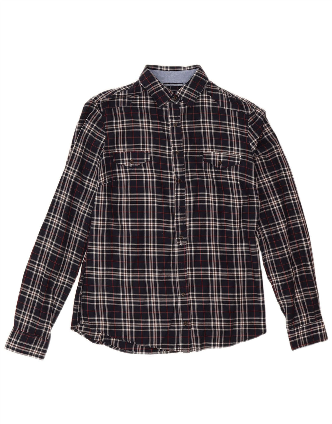 Camisa feminina Massimo Dutti EU 38 pequena xadrez azul marinho