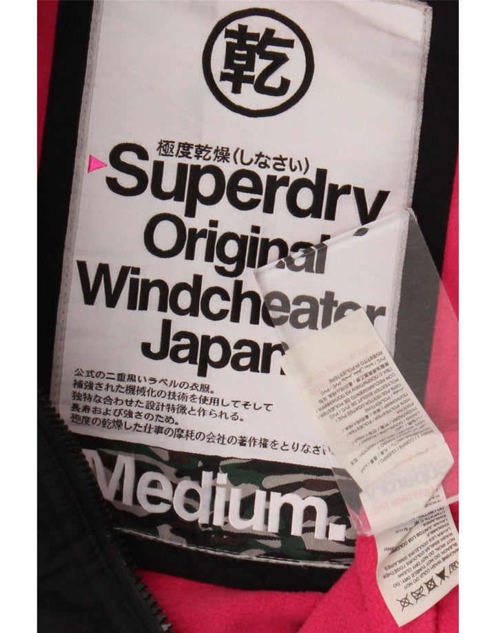 Jaqueta corta-vento feminina SUPERDRY com capuz e capuz Reino Unido 14 médio preto