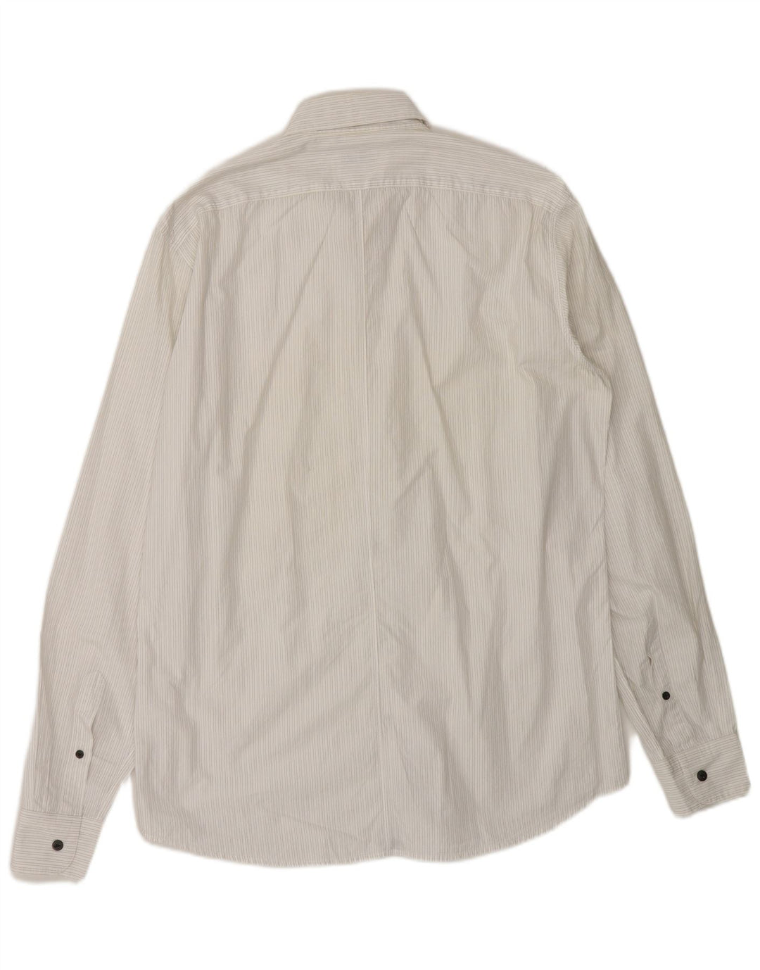 Camisa masculina Dries Van Noten IT 52 grande algodão listrado branco