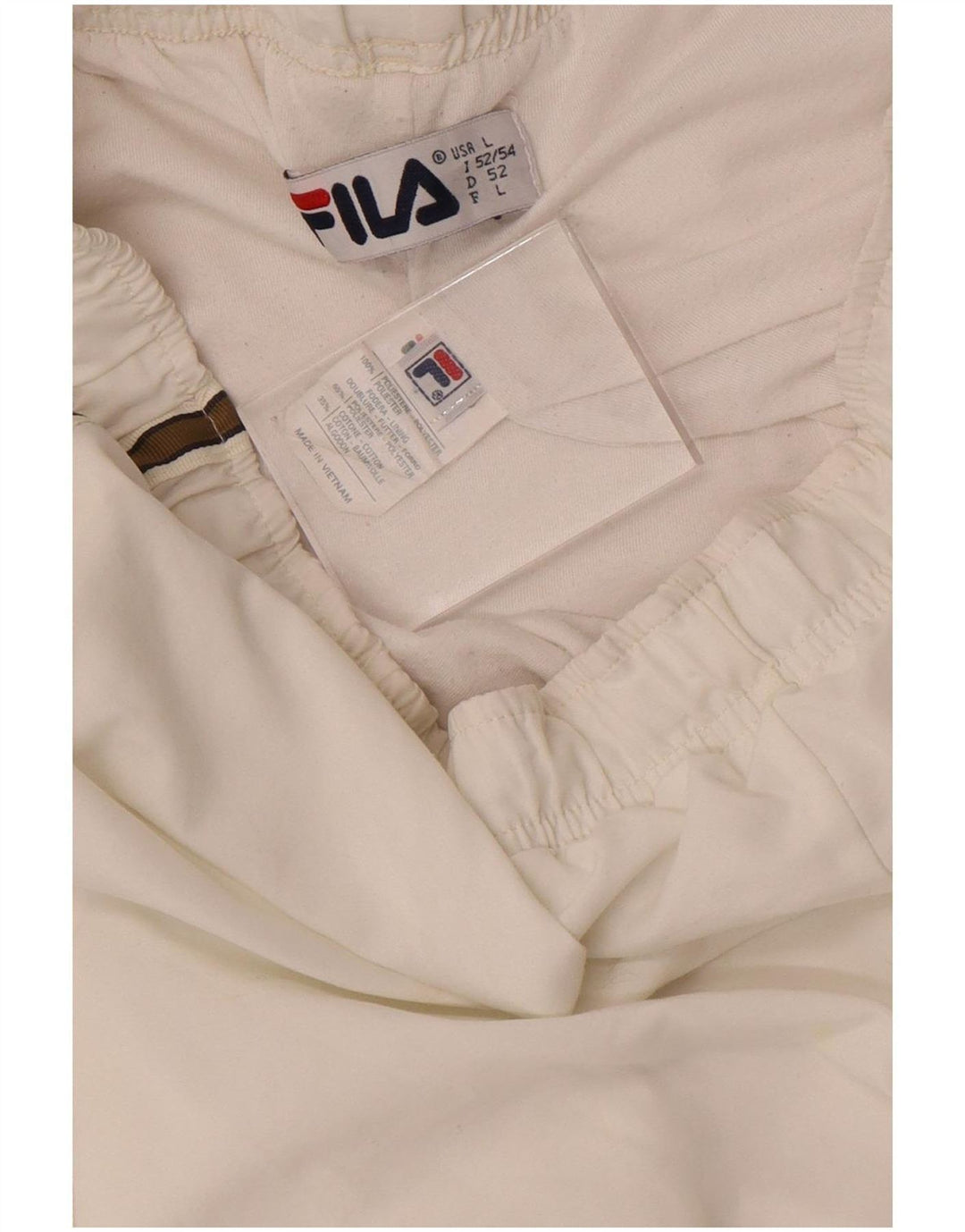 Calça masculina Fila Graphic Tracksuit grande poliéster listrado branco