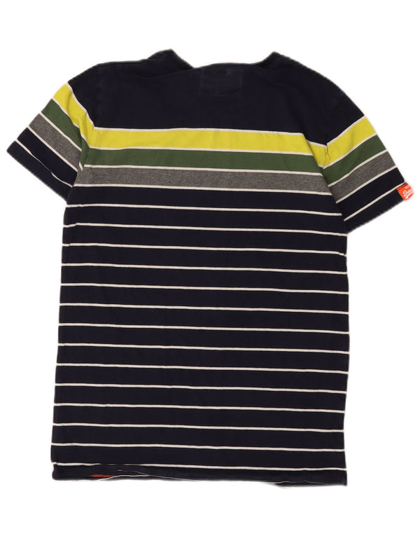 Camiseta masculina Superdry Orange Label Top XS azul marinho listrado algodão