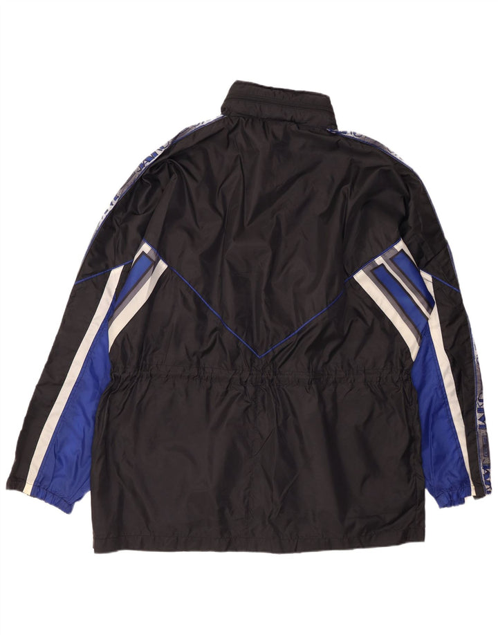 Jaqueta de chuva masculina com capuz gráfico JAKO UK 42 XL preto Colourblock Nylon