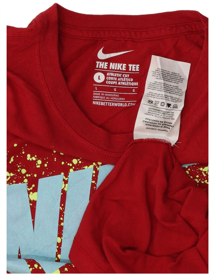 Camiseta feminina NIKE com corte atlético gráfico UK 14 grande algodão vermelho