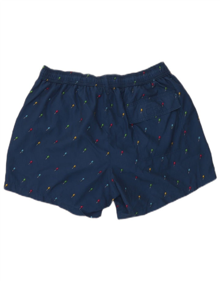 Shorts de banho masculino Paul Smith com padrão abstrato grande poliéster azul marinho