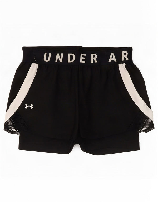 Shorts esportivos gráficos femininos Under Armour UK 8 pequenos blocos coloridos pretos