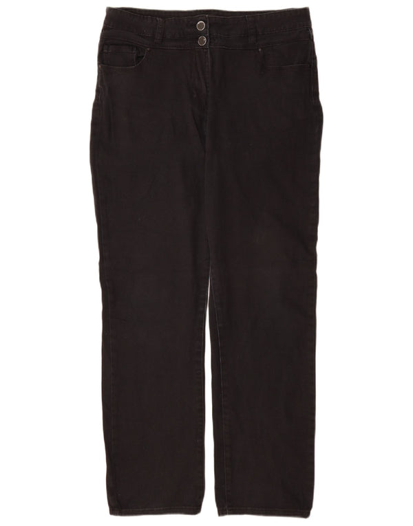 Calça feminina reta casual M&Co Reino Unido 14 grande W32 L30 algodão preto