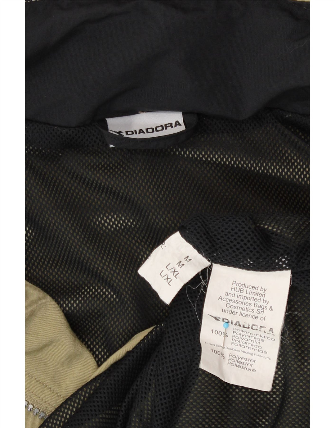 Jaqueta de chuva masculina Diadora com capuz UK 38 médio cáqui poliamida