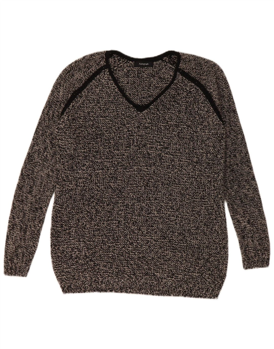Suéter feminino Marks & Spencer Autograph com decote em V Reino Unido 10 pequeno preto