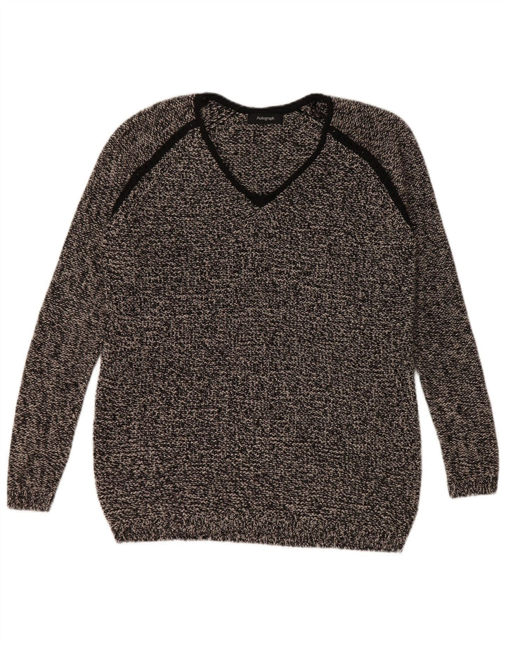 Suéter feminino Marks & Spencer Autograph com decote em V Reino Unido 10 pequeno preto