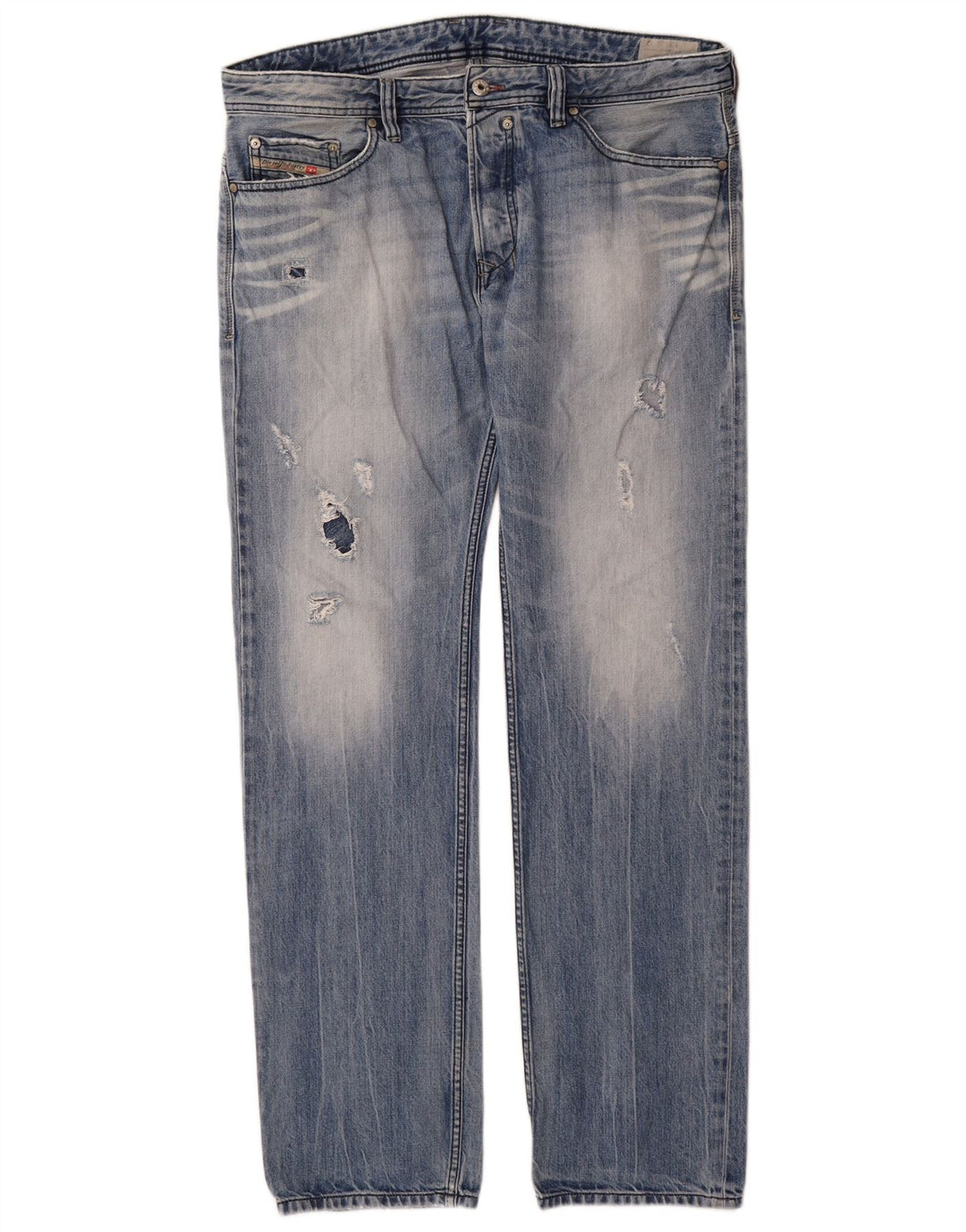 Jeans retos masculinos diesel desgastados W36 L34 algodão azul