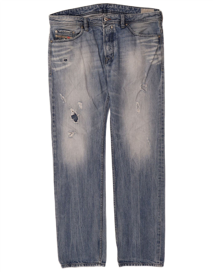 Jeans retos masculinos diesel desgastados W36 L34 algodão azul