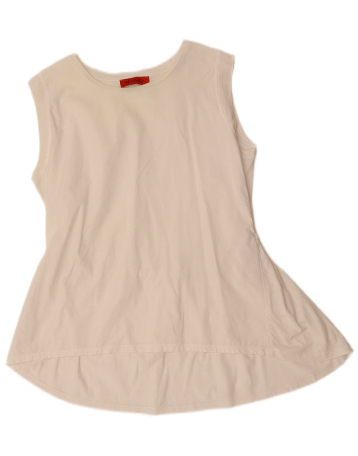 MAX&CO. Blusa feminina sem mangas Top UK 14 algodão branco médio