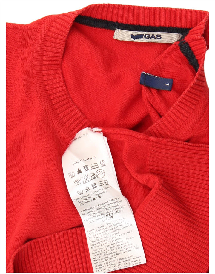 Suéter masculino Gas com gola redonda grande algodão vermelho