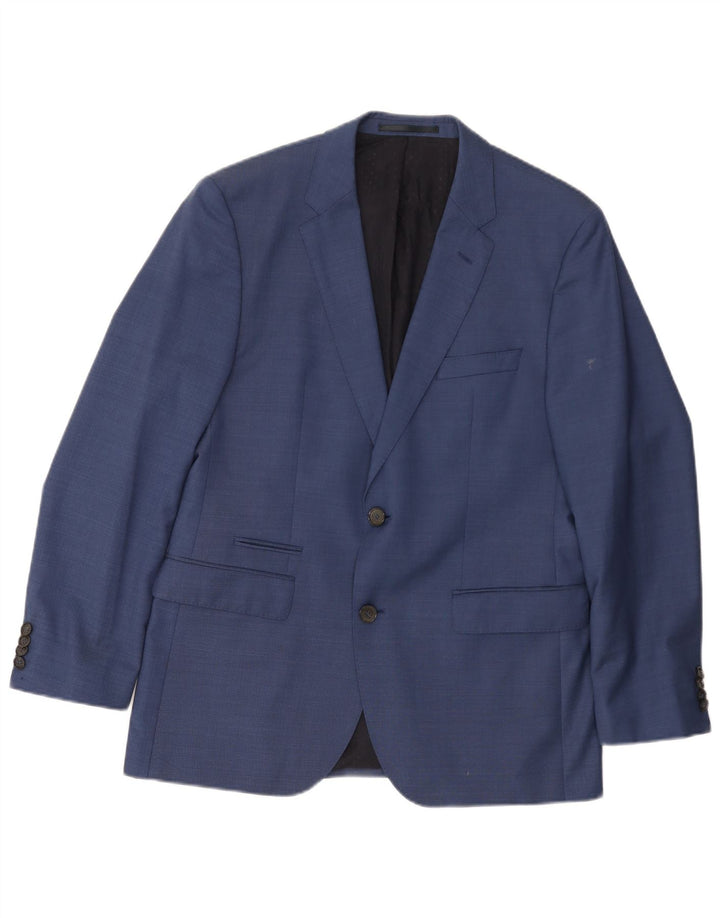 Jaqueta blazer masculina de 2 botões HUGO BOSS UE 50 grande lã azul