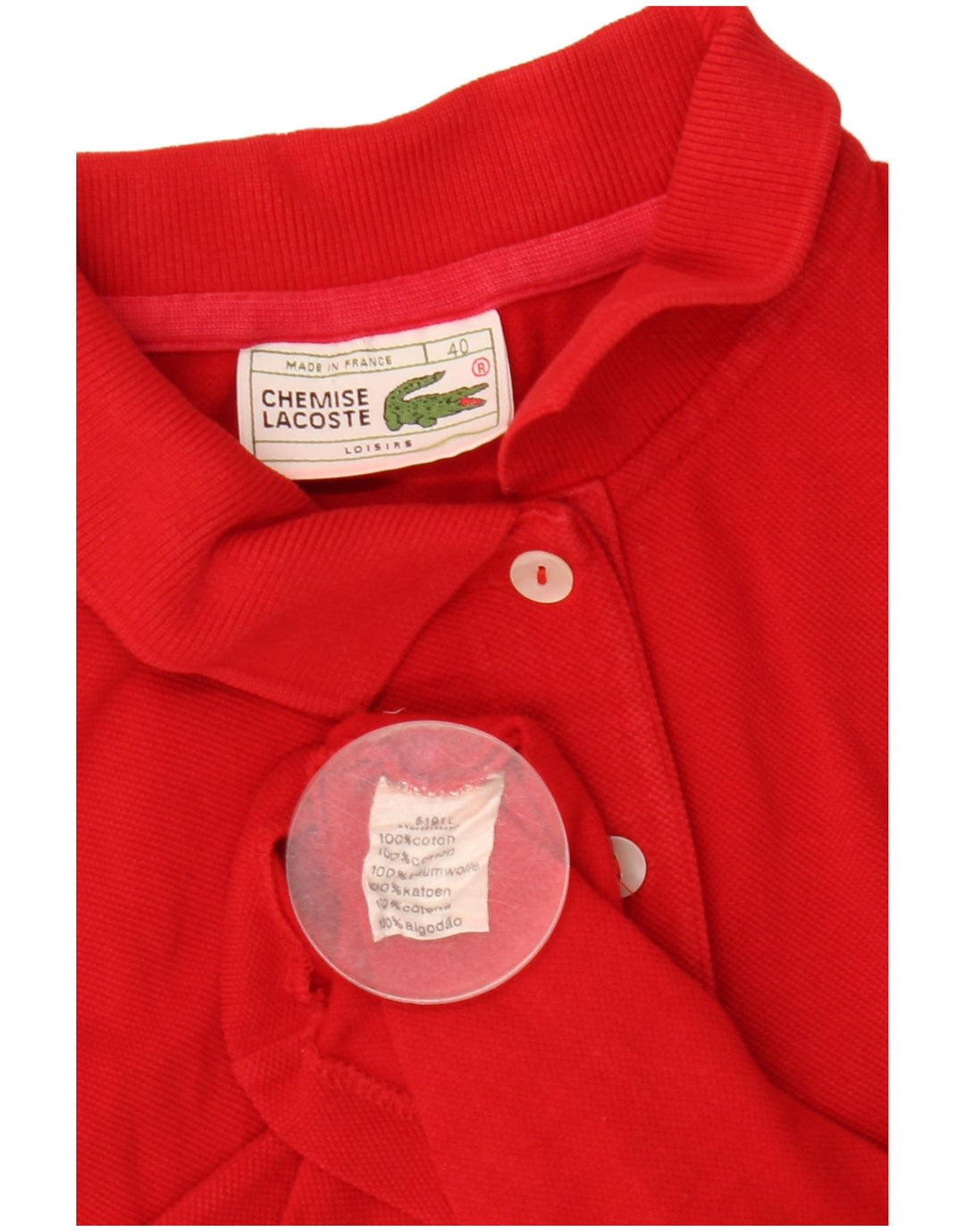 Camisa polo feminina sem mangas Lacoste tamanho 40 algodão vermelho médio