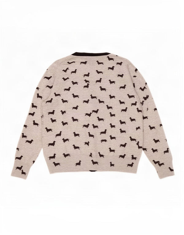Suéter cardigã feminino Marks & Spencer Reino Unido 16 grande cinza com estampa animal