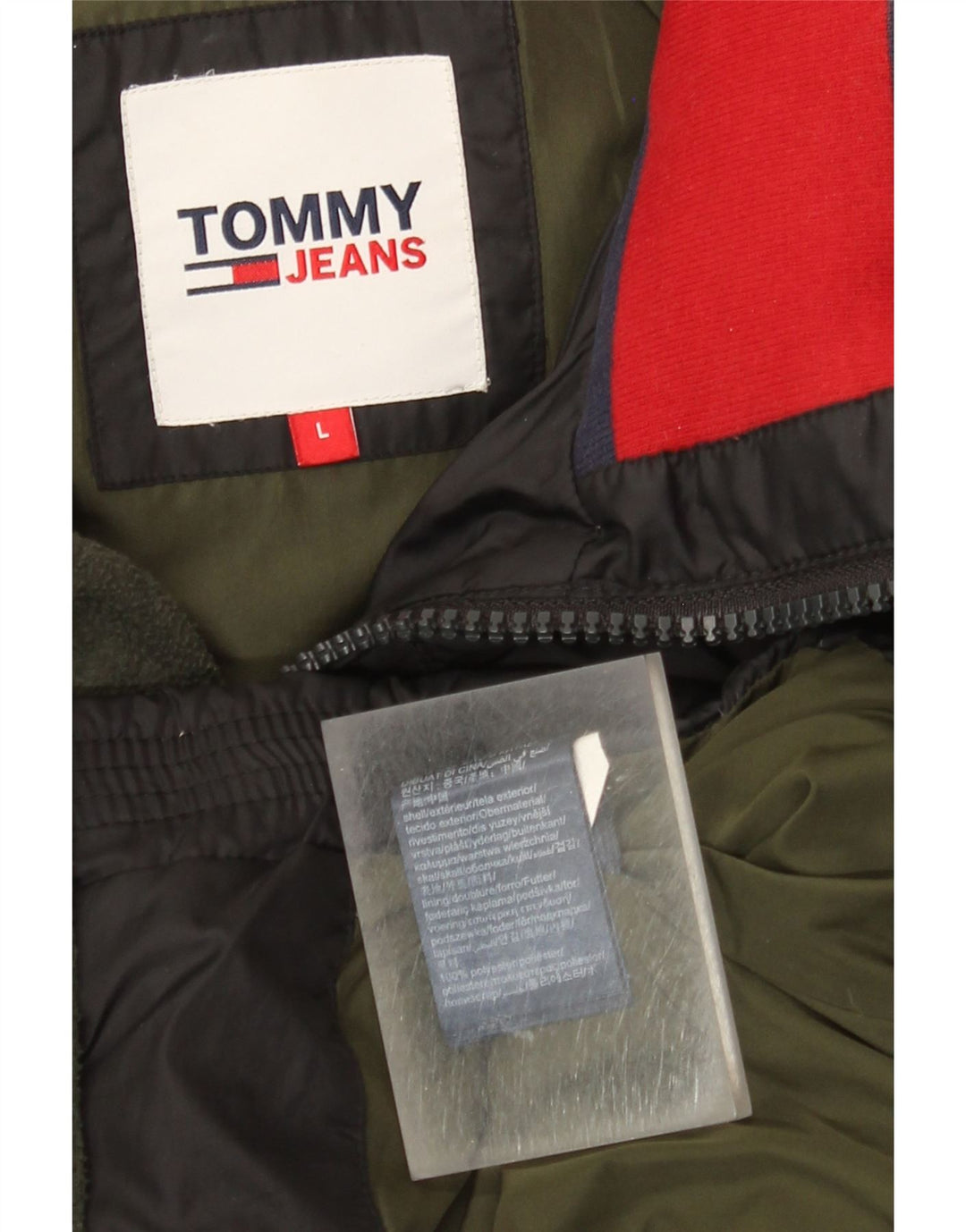 Jaqueta acolchoada masculina Tommy Hilfiger UK 40 grande poliéster preto