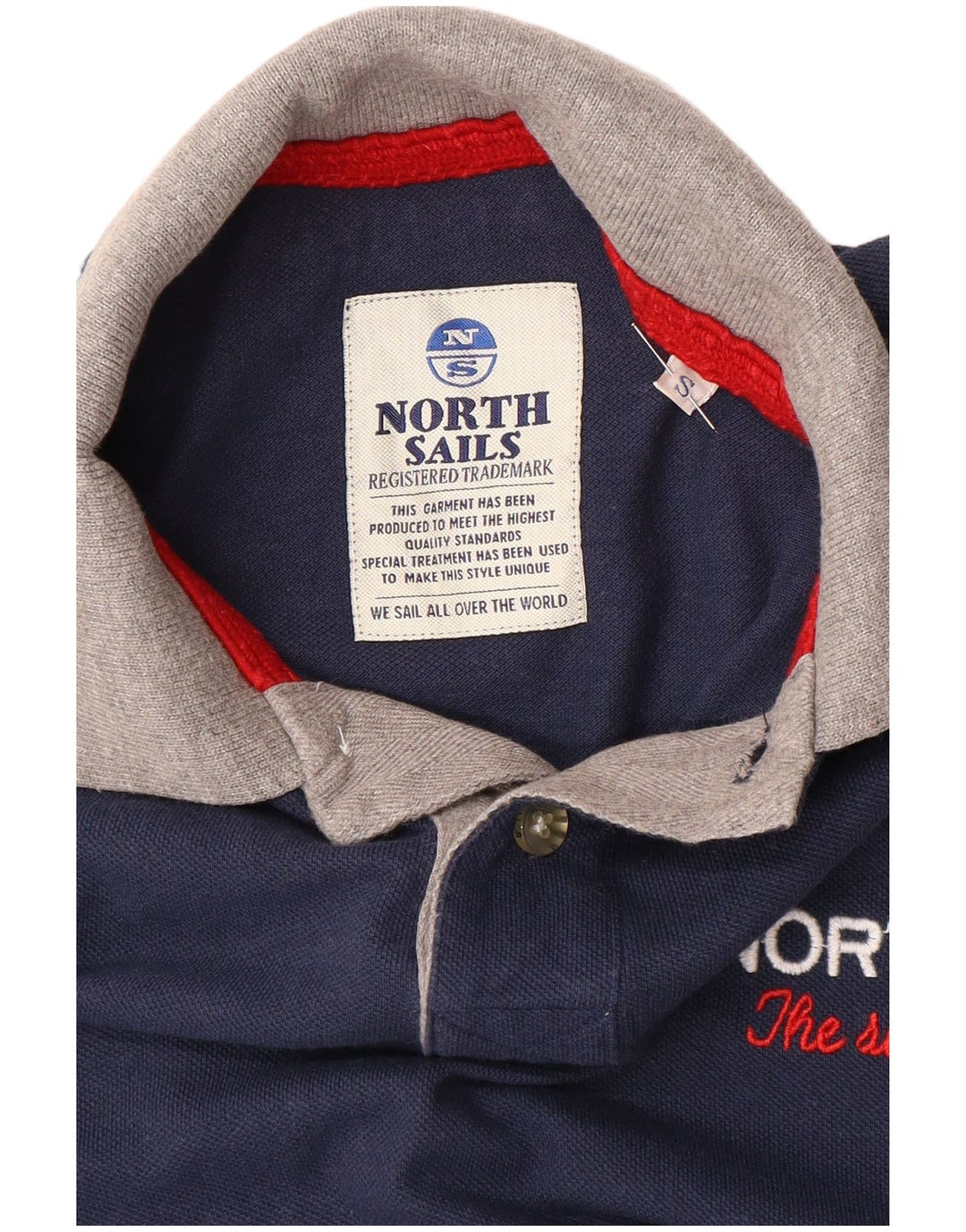 Polo gráfico masculino NORTH SAILS pequeno bloco colorido azul marinho