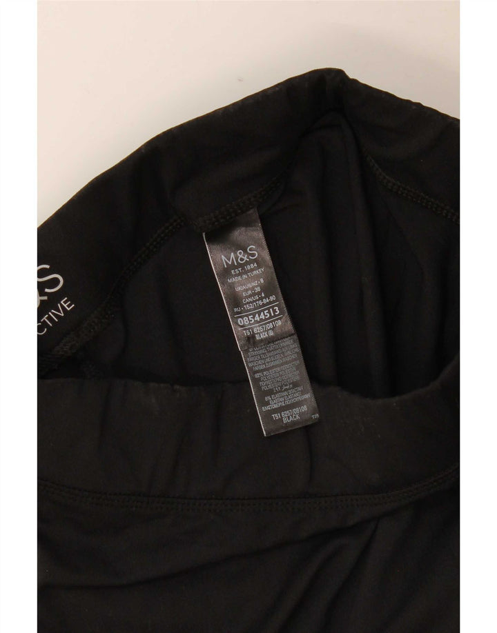 Leggings femininas capri de cintura alta Marks & Spencer UK 8 poliéster preto pequeno