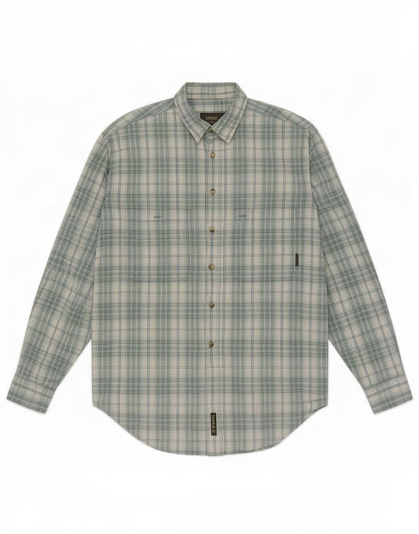 Camisa masculina Timberland médio azul xadrez algodão