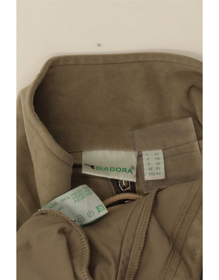 Diadora Mens Velour Tracksuit Top Jacket UK 42 Grande Poliéster Cáqui