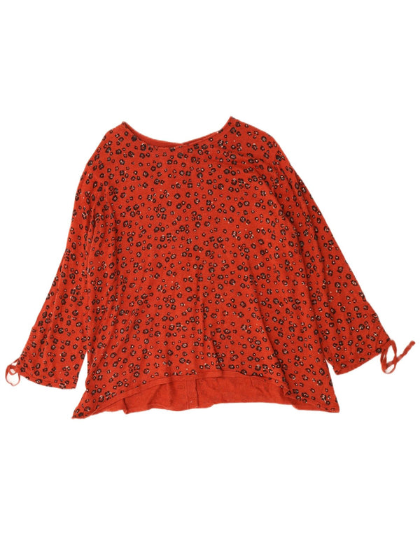 Top feminino de manga longa com rosto gordo Reino Unido 20 2XL algodão vermelho com estampa animal