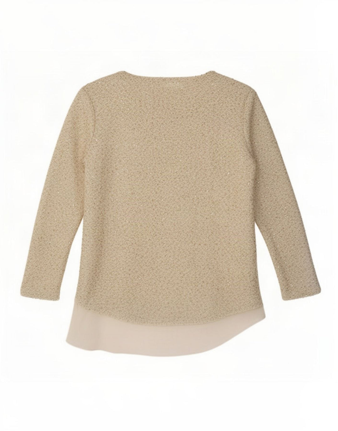 Túnica feminina Zara manga 3/4 Reino Unido 16 grande poliéster bege