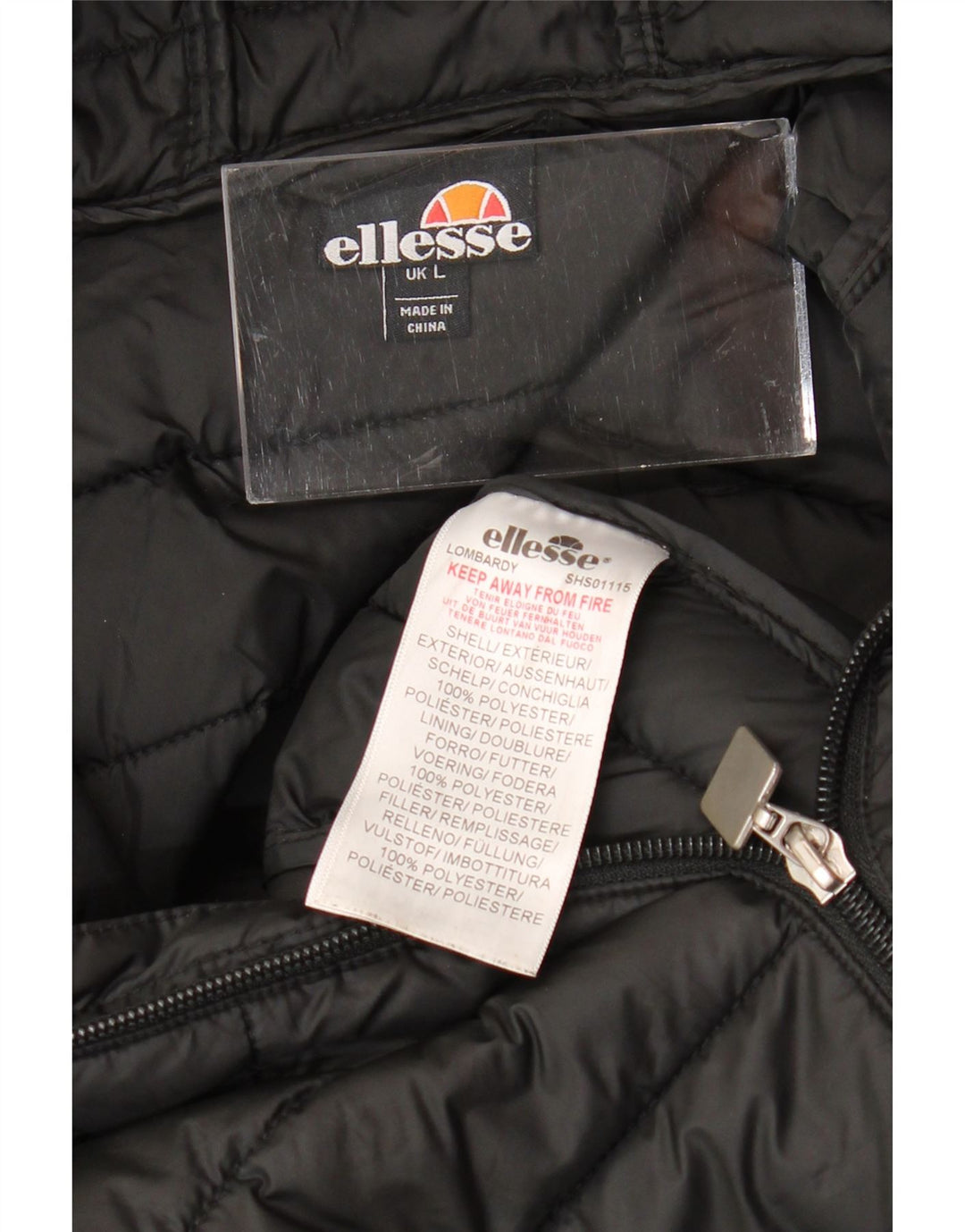 Jaqueta masculina acolchoada com capuz ELLESSE UK 40 grande poliéster preto