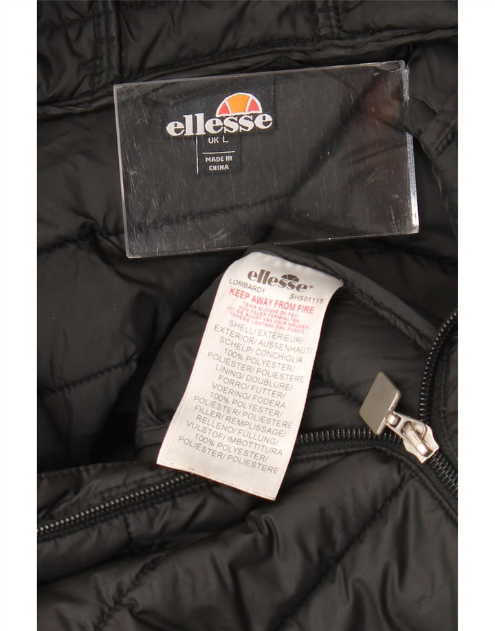 Jaqueta masculina acolchoada com capuz ELLESSE UK 40 grande poliéster preto