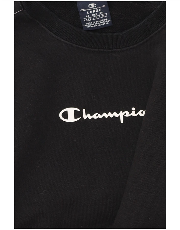 CHAMPION Suéter gráfico masculino grande de algodão colorido preto