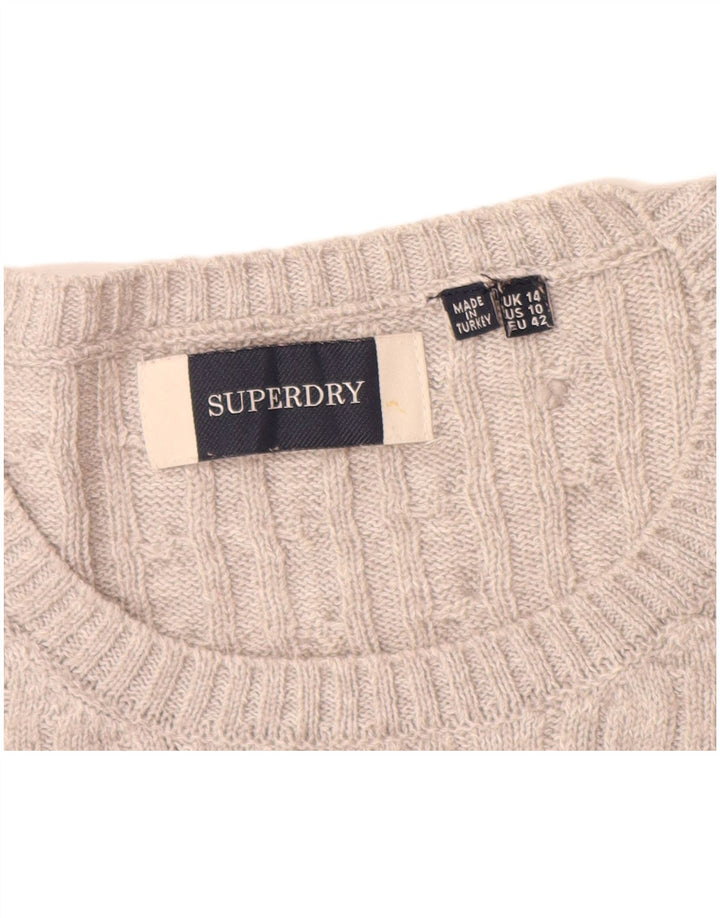 Suéter feminino SUPERDRY com gola canoa Reino Unido 14 grande cinza acrílico