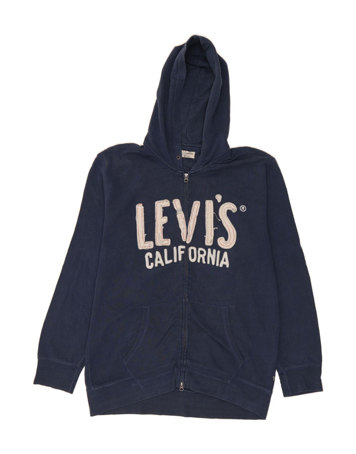 LEVI'S Mens Standard Fit Graphic Zip Hoodie Sweater XL Navy Blue Vintage Levi's and Second-Hand Levi's from Messina Hembry 