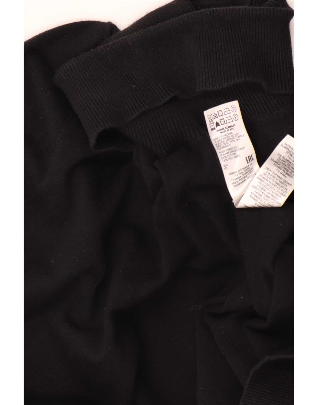 Suéter masculino Marks & Spencer com gola redonda, grande algodão preto
