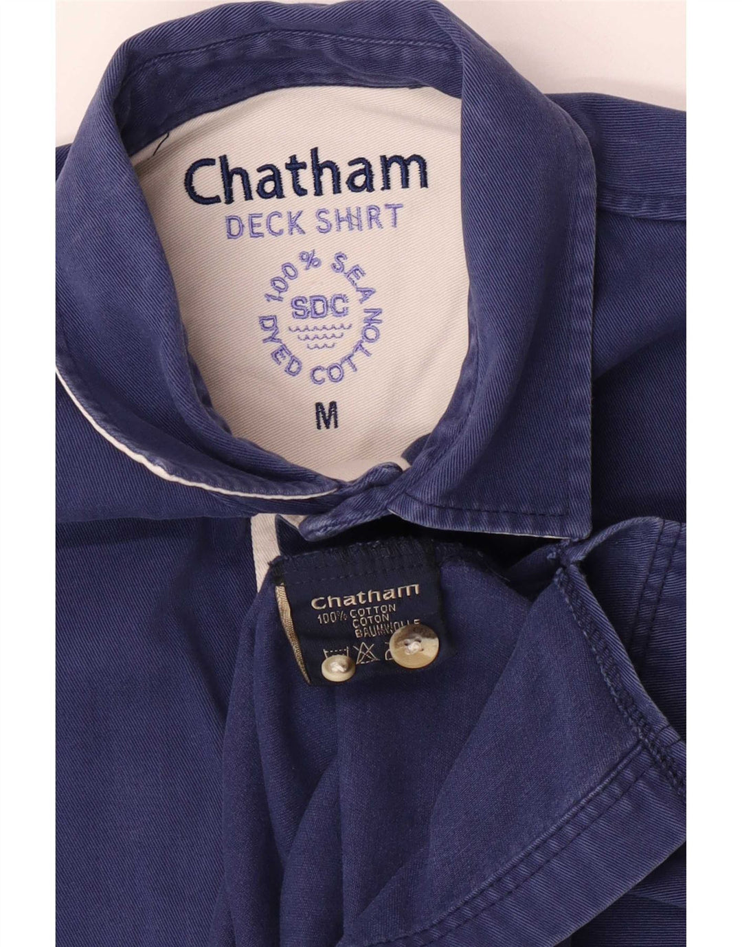 Camisa pulôver masculina Chatham para iate de algodão listrado azul marinho médio