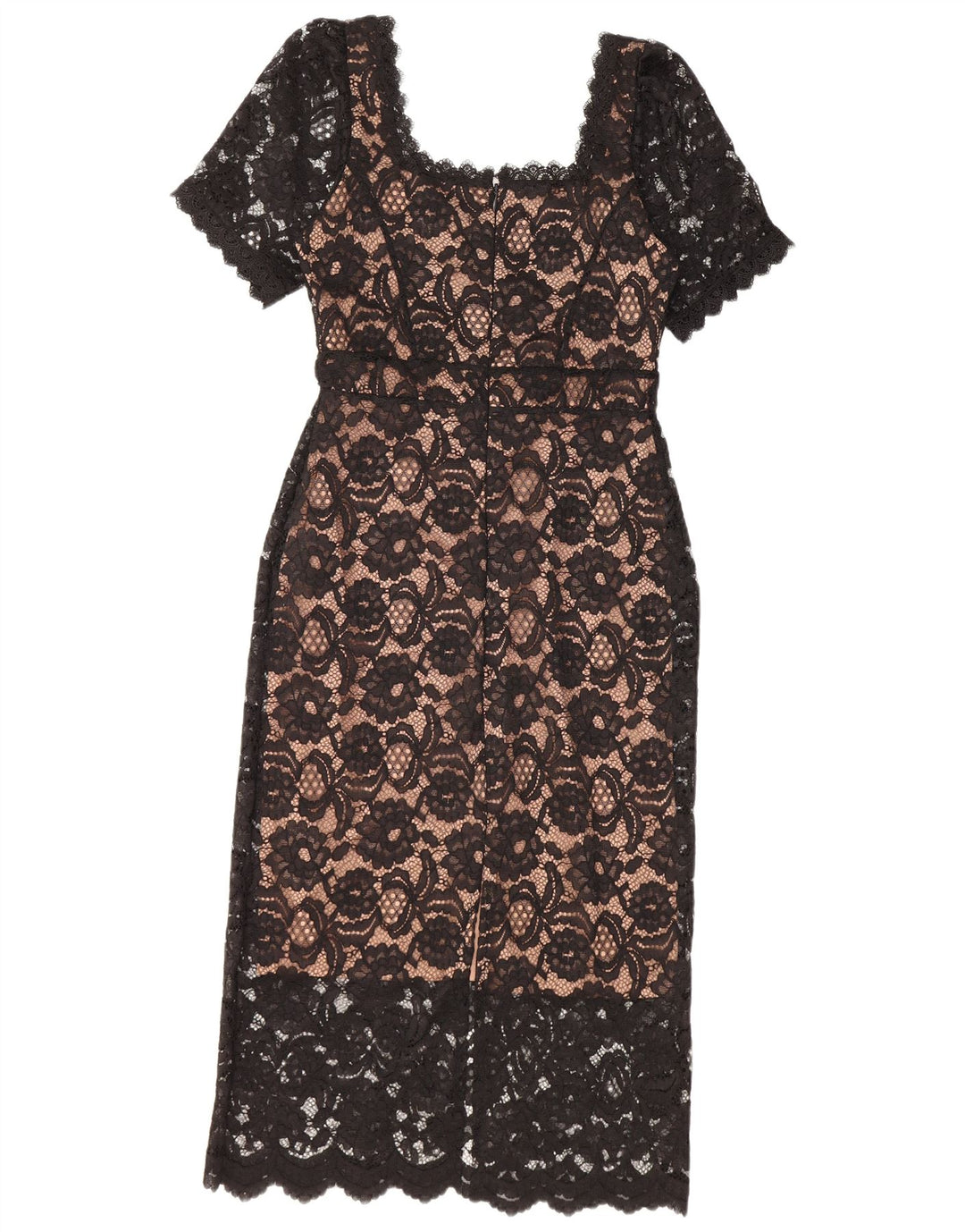 Vestido feminino LIPSY com bainha de renda Reino Unido 10 pequeno poliéster floral preto