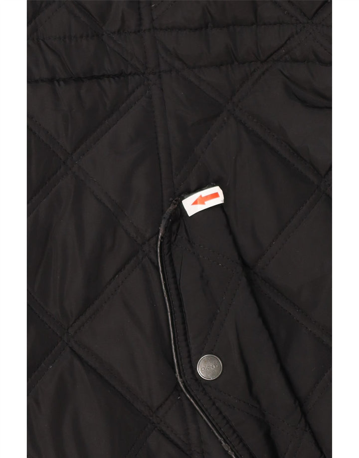 Sobretudo acolchoado com capuz feminino DKNY UK 18 XL poliéster preto