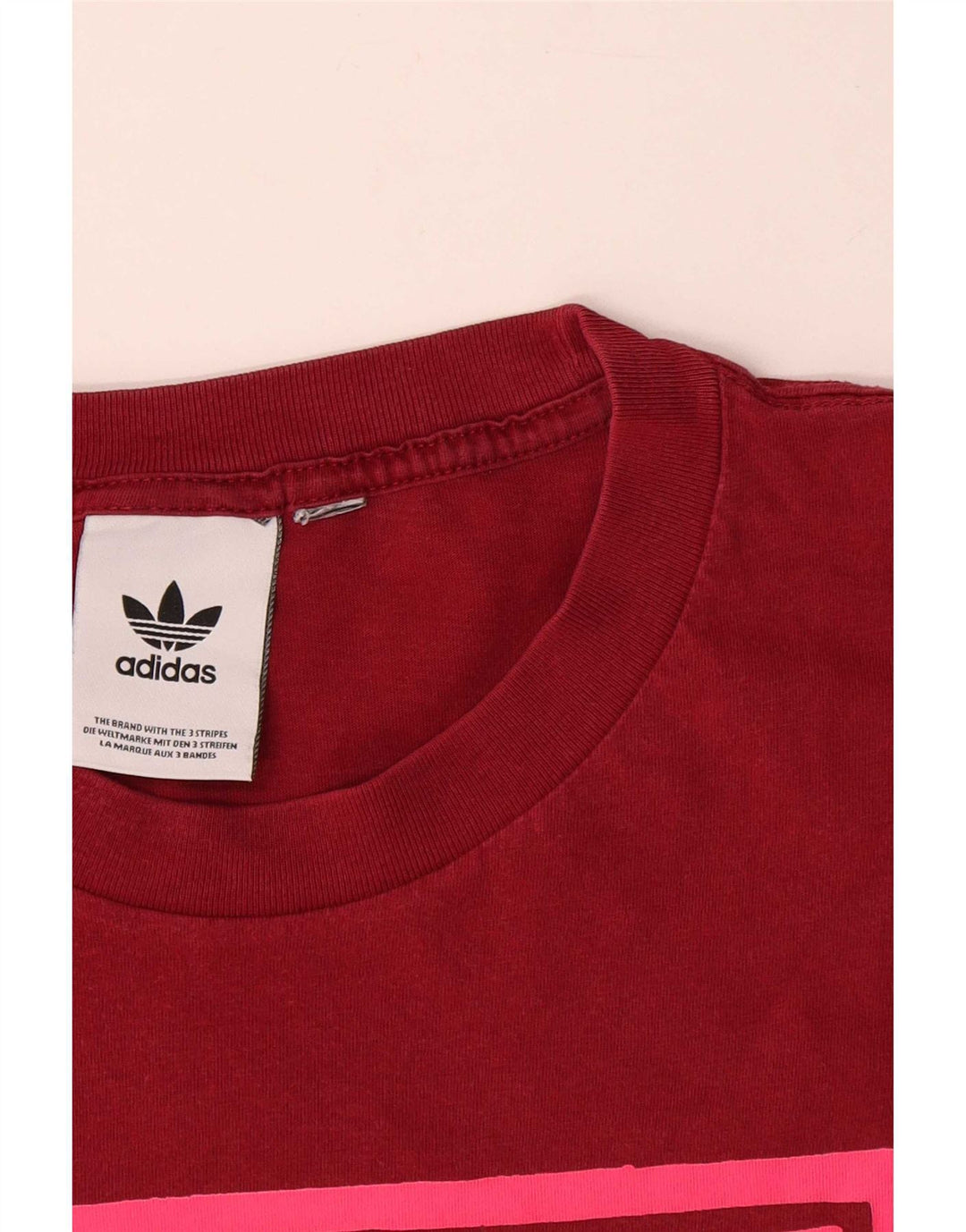 Camiseta masculina Adidas com três listras gráficas Top grande vermelho