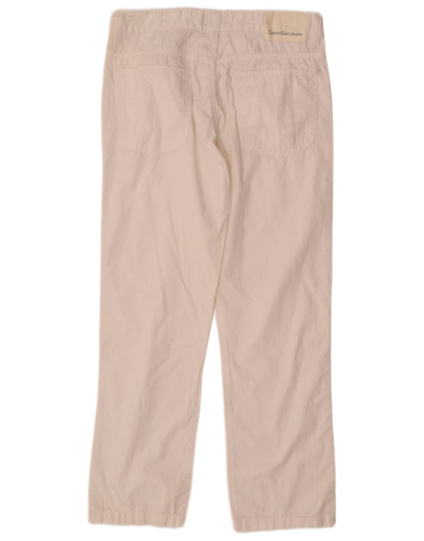 Calvin Klein Calça masculina reta casual W30 L29 algodão branco