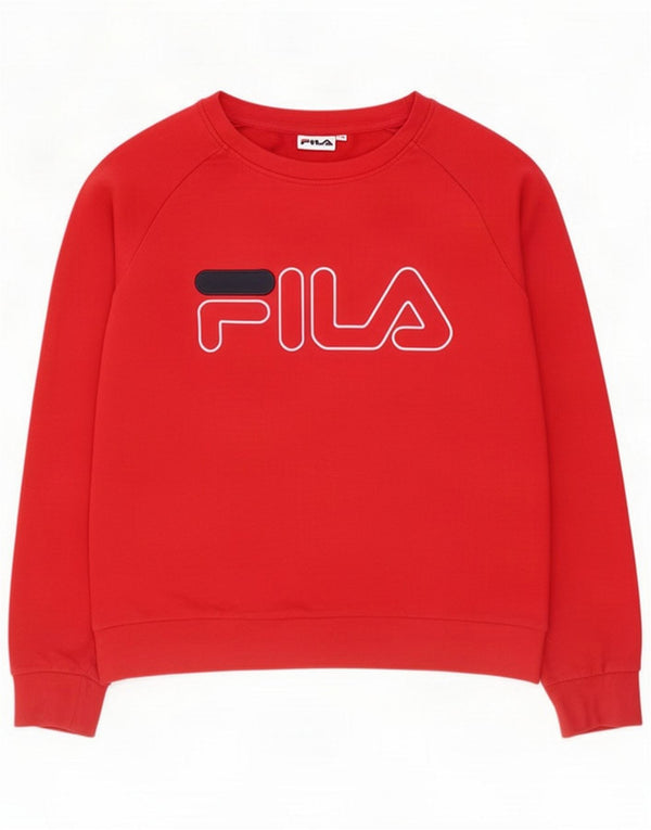 Fila moletom gráfico feminino Jumper UK 10 pequeno algodão vermelho
