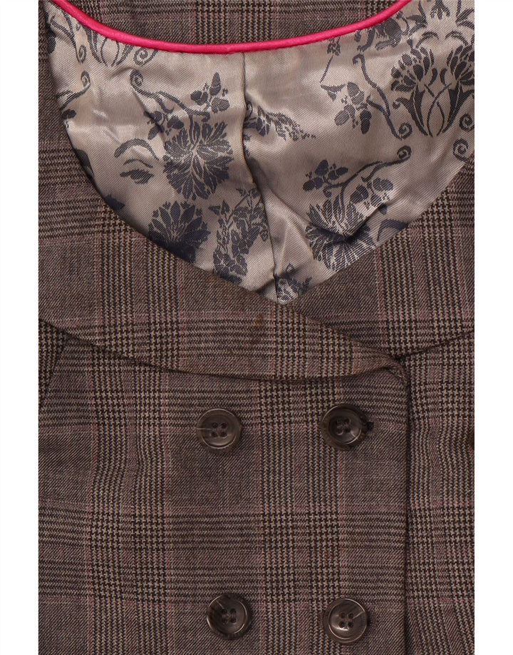Colete feminino TED BAKER com peito duplo tamanho 2 pequeno cinza xadrez de lã