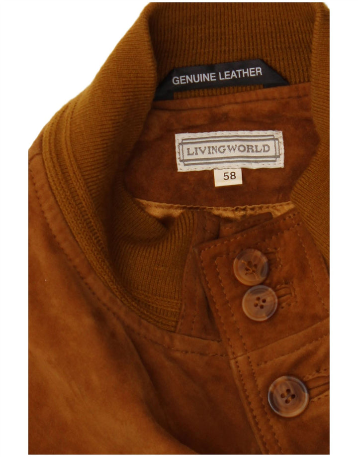 Jaqueta bomber masculina de camurça Living World IT 58 4XL couro marrom