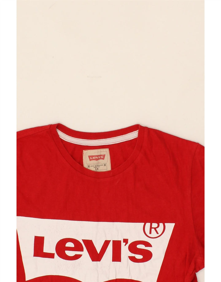 LEVI'S Girls Graphic T-Shirt Top 13-14 Years Red Cotton Vintage Levi's and Second-Hand Levi's from Messina Hembry 