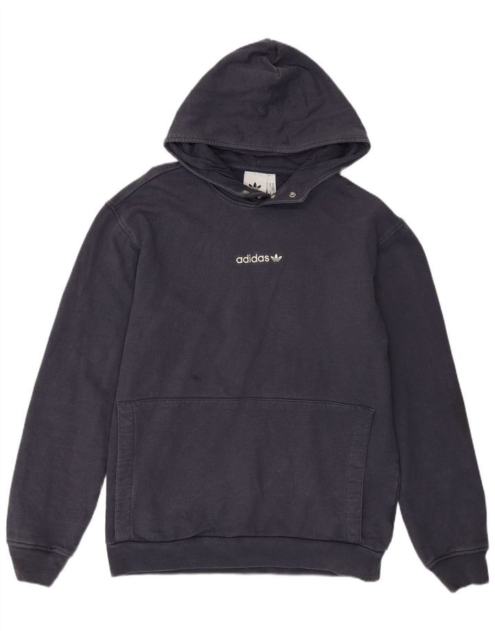 Adidas Mens Hoodie Jumper Médio Azul Marinho Algodão