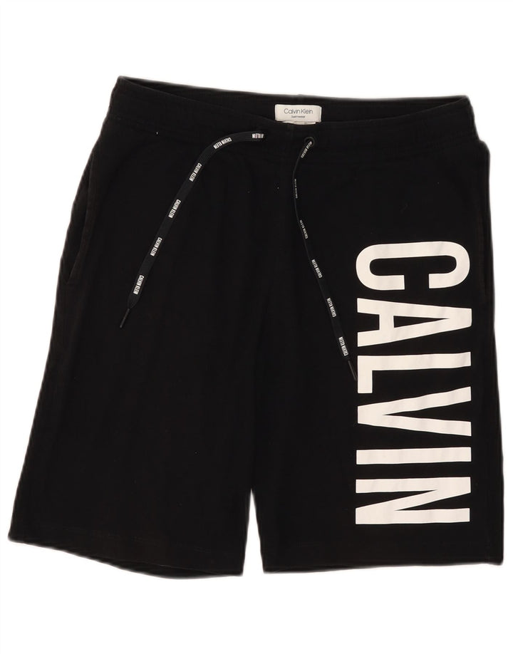 CALVIN KLEIN Shorts de natação masculino gráfico médio algodão preto