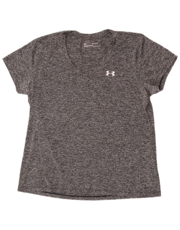 Camiseta feminina Under Armour Heat Gear Loose Fit Top Reino Unido 18 XL cinza manchado