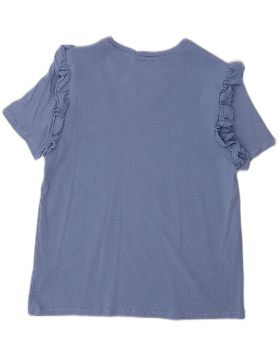 Blusa feminina ZARA UK 12 algodão azul médio