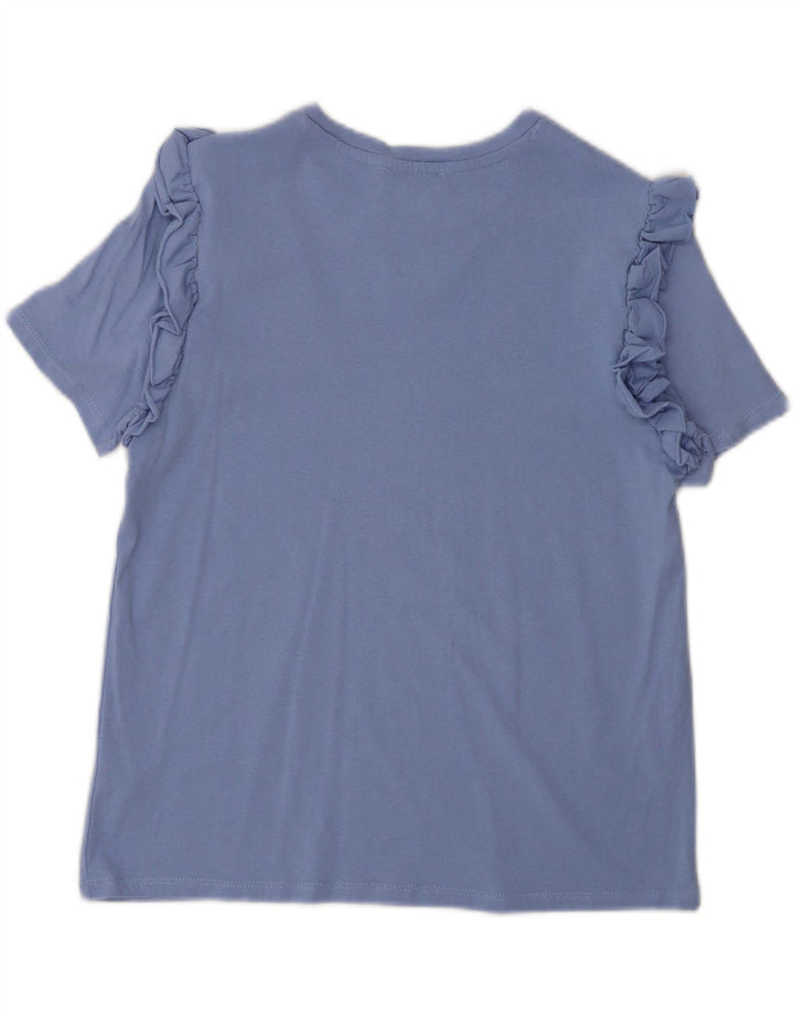 Blusa feminina ZARA UK 12 algodão azul médio